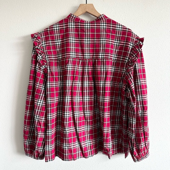 NWT Something Navy Flannel Plaid Ruffle Shirt Sz XL - Picture 11 of 11